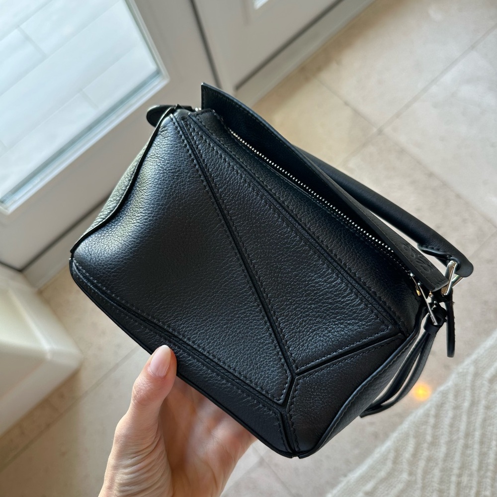 Loewe Puzzle Mini Top-Handle Bag in BLACK